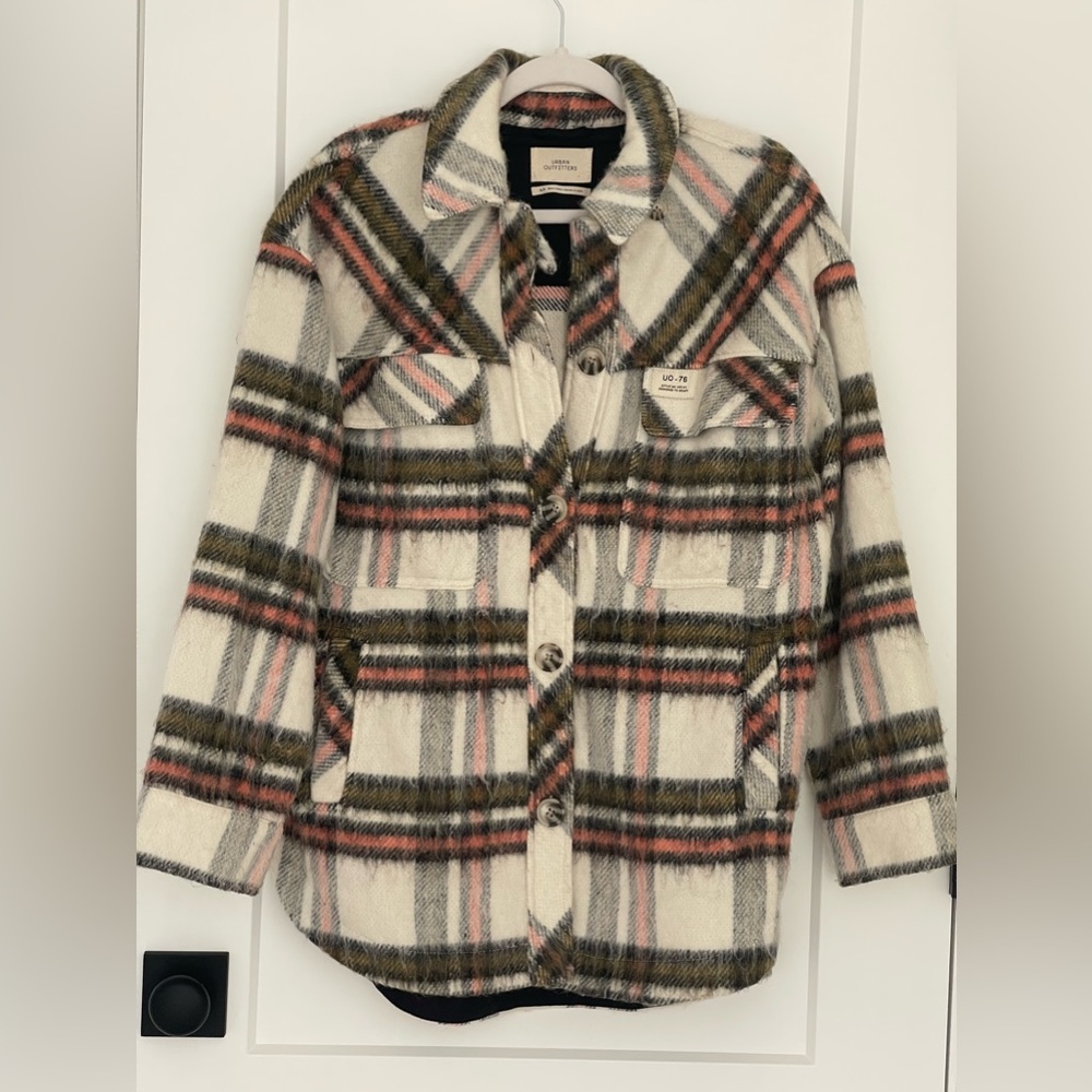 Urban Outfitters Brushed Check Shirt Jacket worn once